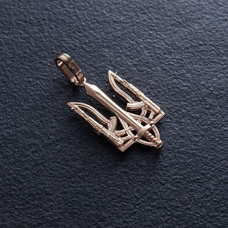 Подвеска "Герб Украины - Тризуб" в красном золоте п03721 от ювелирного магазина Оникс - 7