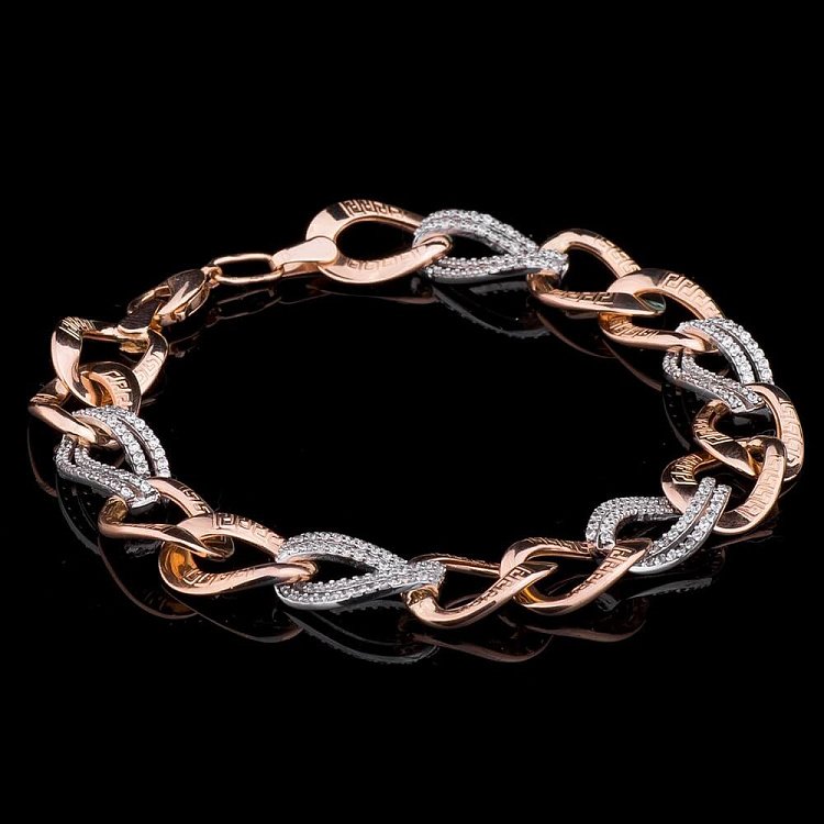 Золотий браслет з фіанітами б01498 від ювелірного магазину Онікс