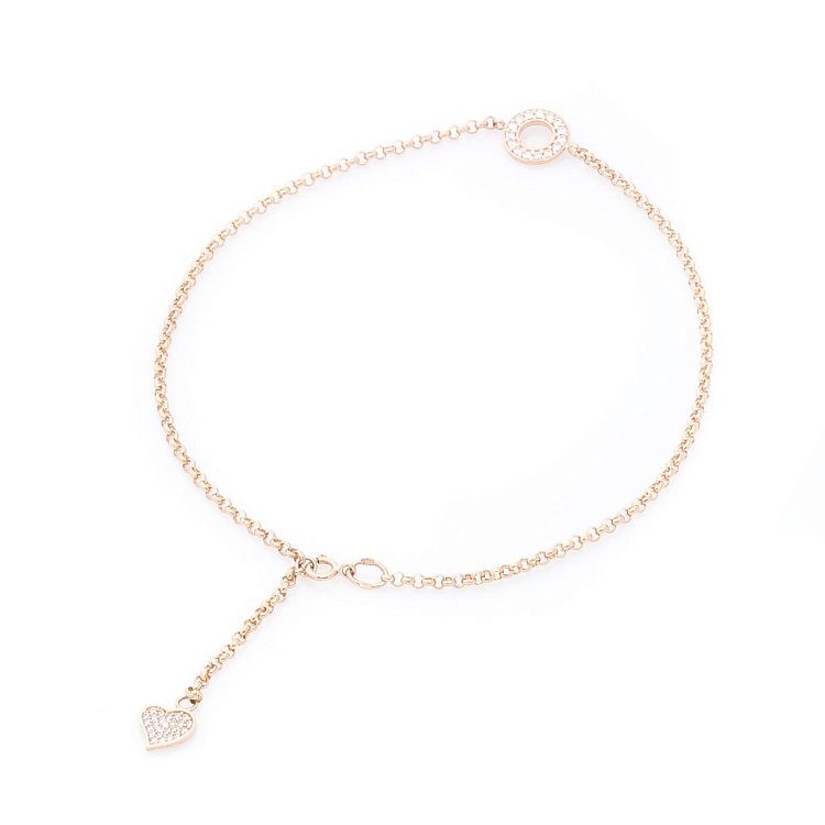 Золотий браслет на ногу з сердечком б03672 від ювелірного магазину Онікс