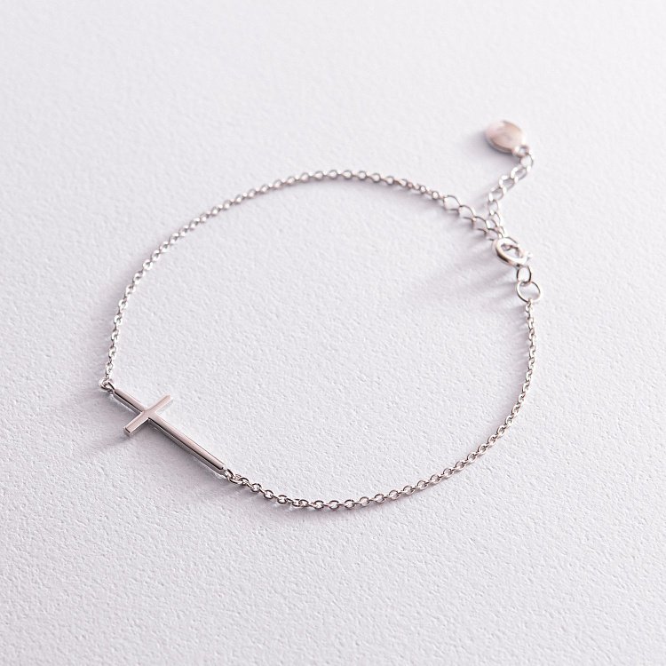 Браслет "Крестик" в белом золоте з2081б от ювелирного магазина Оникс