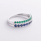 Каблучка в білому золоті (діаманти, смарагди, сапфіри) кб0677lg от ювелирного магазина Оникс - 1