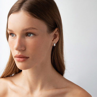 Серьги - пусеты "Polly" в белом золоте с09182 №6