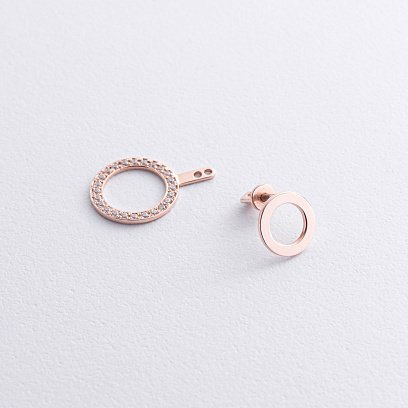 Сережки - джекети "Sophia" у червоному золоті (фіаніти) с09093 №5