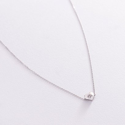 Золотое колье "Сердечко" с фианитом кол02138