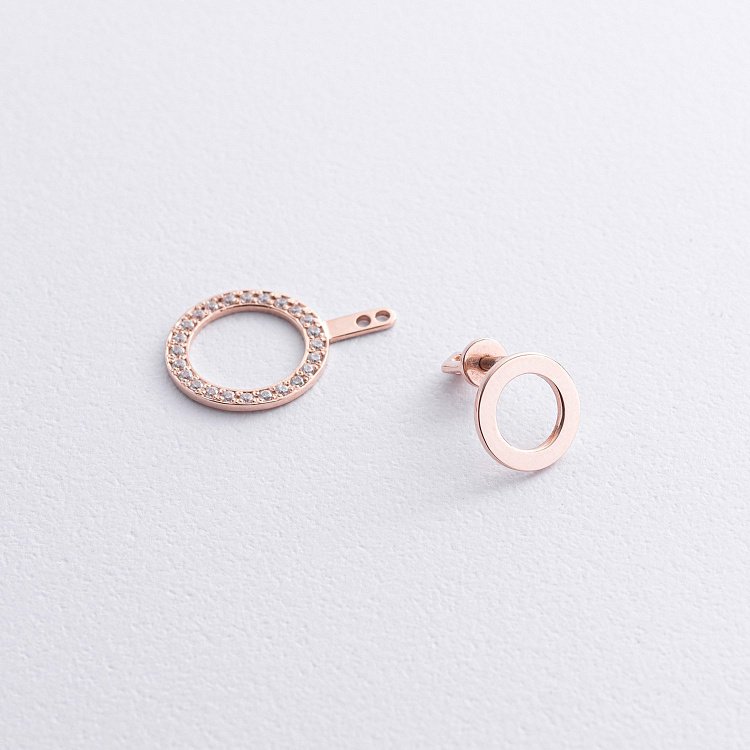 Сережки - джекети "Sophia" у червоному золоті (фіаніти) с09093 від ювелірного магазину Онікс - 4