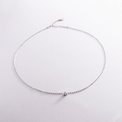 Срібне кольє з фіанітом 18558