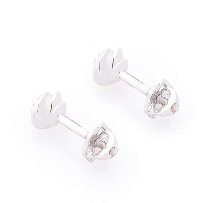 Золотые серьги-пусеты с фианитами с03702 №3