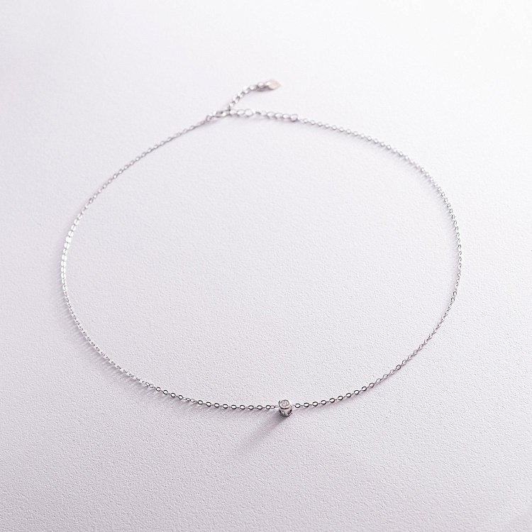 Срібне кольє з фіанітом 18558 від ювелірного магазину Онікс