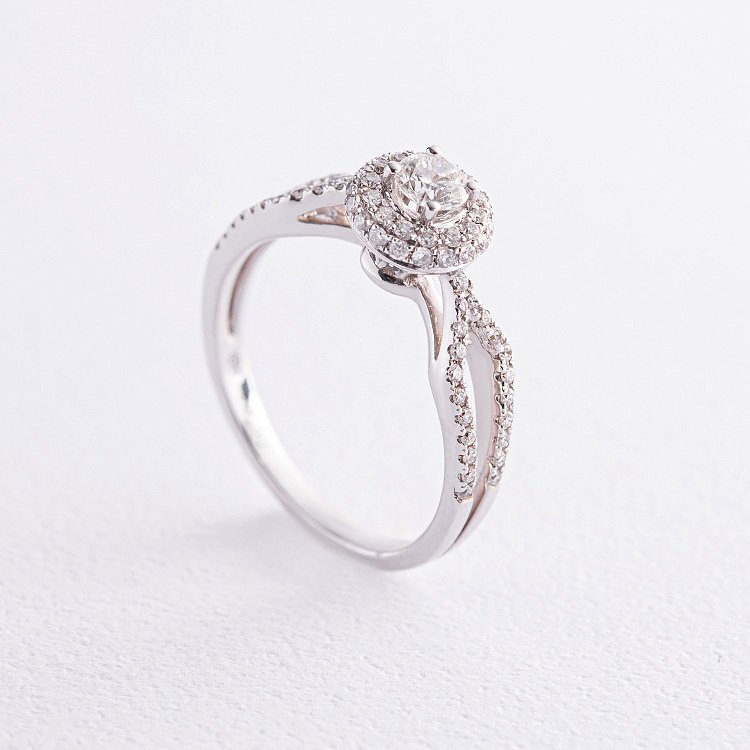 Каблучка в білому золоті з діамантами к322d від ювелірного магазину Онікс