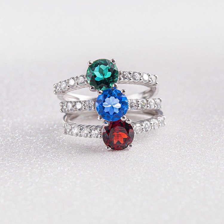 Срібна каблучка з синт. танзанітом та фіанітами 1846/1р-QTANZ від ювелірного магазину Онікс - 5