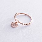 Золотое кольцо "Сердечко" с фианитами к07051 от ювелирного магазина Оникс - 2