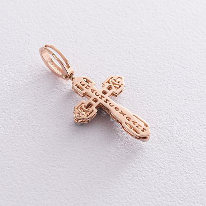 Православный крест "Распятие. Спаси и Сохрани" (эмаль, фианиты) 270054Е №3