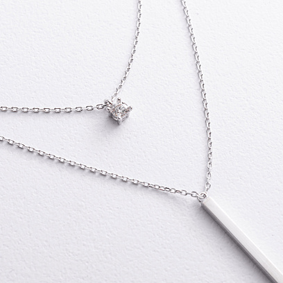 Двойное золотое колье "Хлоя" с фианитом кол02052 №3