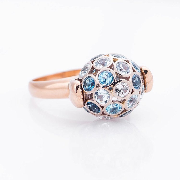 Золотое кольцо "Шар" с топазами 02-1270.0.4240 от ювелирного магазина Оникс - 2