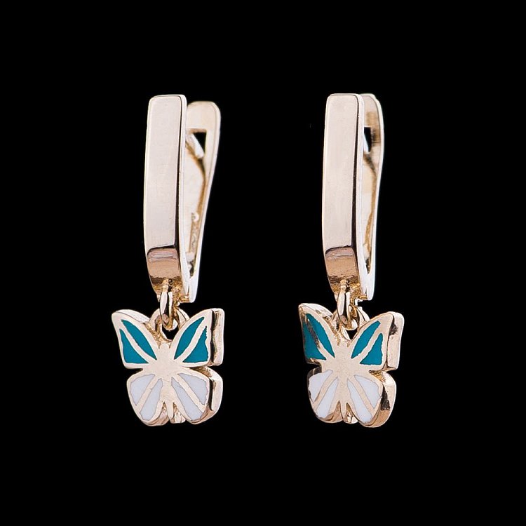 Дитячі золоті сережки "Метелики" с04801з від ювелірного магазину Онікс