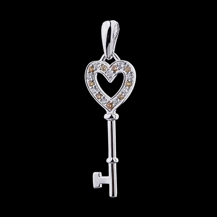 Золотая подвеска "Ключик" с бриллиантом п0344б от ювелирного магазина Оникс