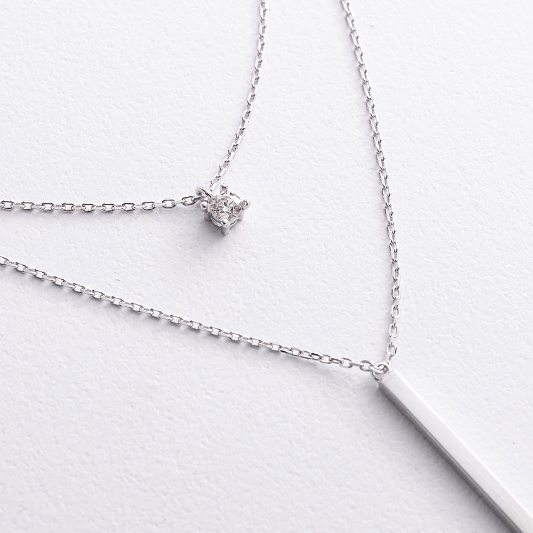 Двойное золотое колье "Хлоя" с фианитом кол02052 от ювелирного магазина Оникс - 2