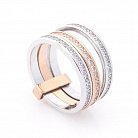 Золотое тройное кольцо с фианитами к02640 от ювелирного магазина Оникс
