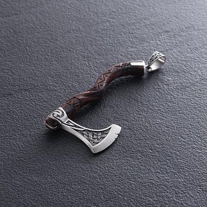 Срібний кулон "Сокира" з деревом 7046топ №3