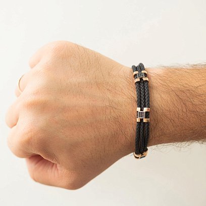 Каучуковий браслет з золотими вставками і фіанітами б02350 №2