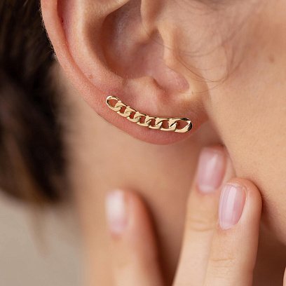 Моносережка "Ланцюжок" у жовтому золоті с08031 №3