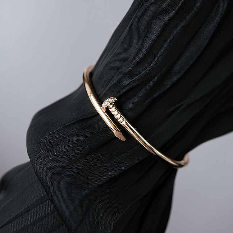 Золотой браслет "Гвоздь" с фианитами б05819 от ювелирного магазина Оникс - 6