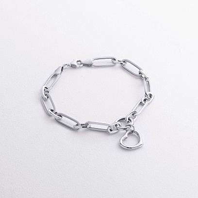 Браслет "Сердечко" в белом золоте б05643