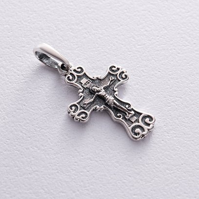 Срібний хрестик з розп'яттям (чорніння) 13335 №4