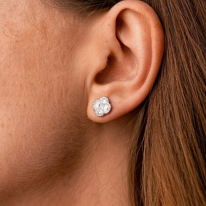 Золоті сережки - пусети "Конюшина" з діамантами сб0551mi №6