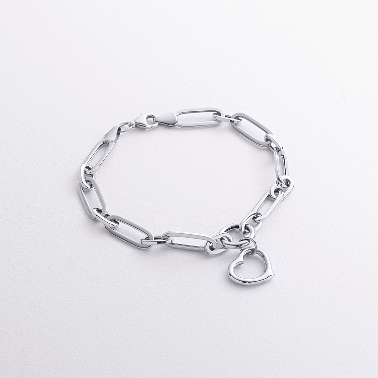 Браслет "Сердечко" в белом золоте б05643 от ювелирного магазина Оникс