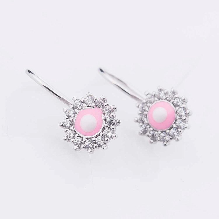 Сережки дитячі "Квіточки" (емаль, фіаніти) 121774р від ювелірного магазину Онікс - 1