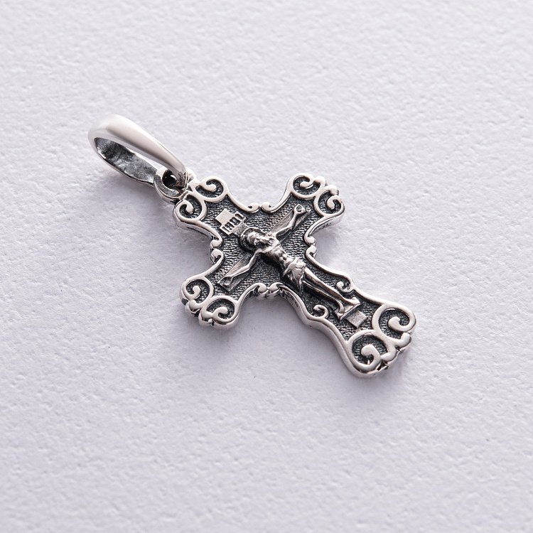 Срібний хрестик з розп'яттям (чорніння) 13335 від ювелірного магазину Онікс - 3