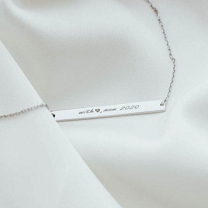 Золотой браслет с гравировкой "With love, mom 2020" б04487mom №2