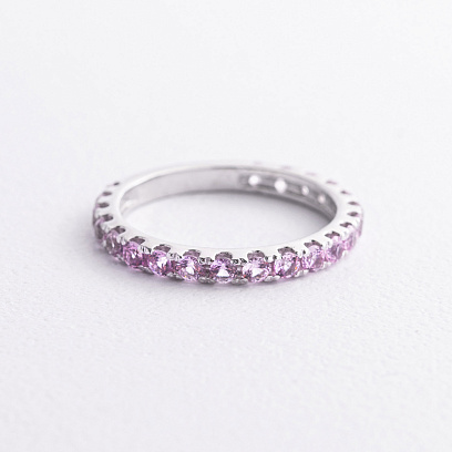 Серебряное кольцо с розовыми синтетическими сапфирами 1901/1р-PSPH №3