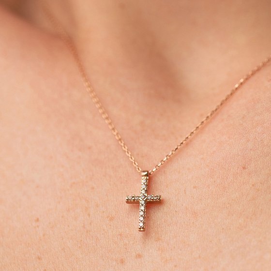 Золоте кольє з хрестиком (фіаніт) кол00851 №2