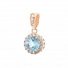Золотое кольцо с голубым топазом и фианитами к02124т от ювелирного магазина Оникс - 4