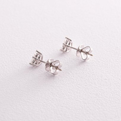 Золоті сережки - пусети "Сердечки" з діамантами сб0404nl №6