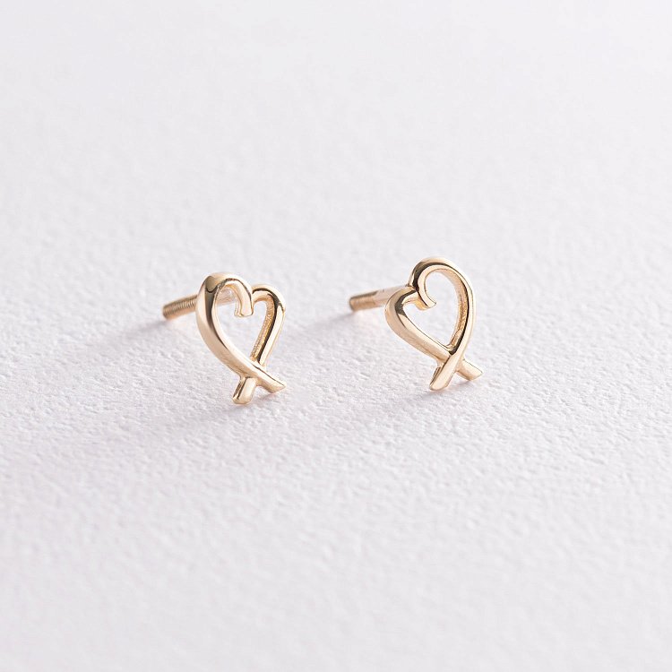 Золоті сережки - пусети "Сердечка" с07118 від ювелірного магазину Онікс