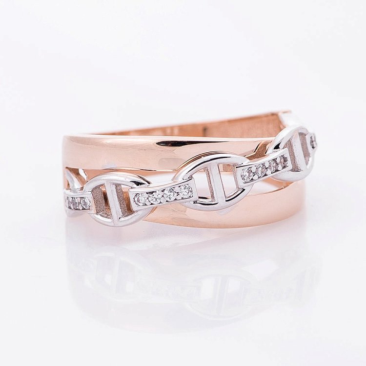 Золота каблучка (фіаніти) к04926 від ювелірного магазину Онікс - 2