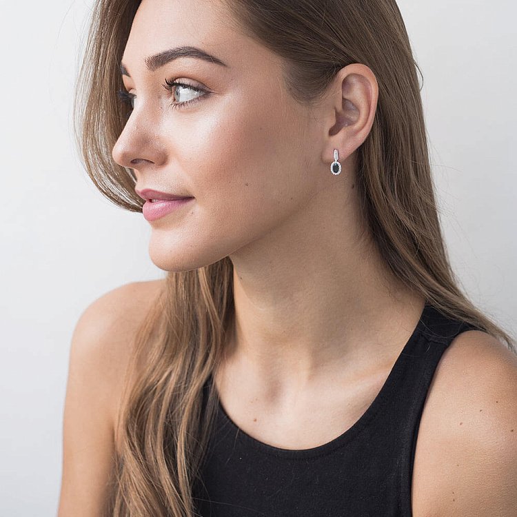 Золотые серьги с изумрудом и бриллиантами сб0061А1 от ювелирного магазина Оникс - 2