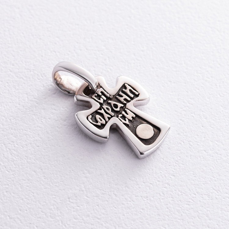 Православный золотой крест "Распятие. Спаси и сохрани" п03793 от ювелирного магазина Оникс - 1