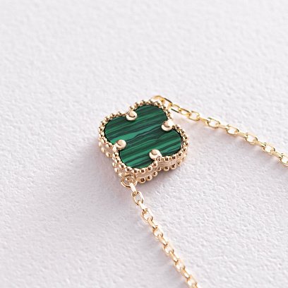 Браслет "Конюшина" в жовтому золоті (малахіт) б04450 №3