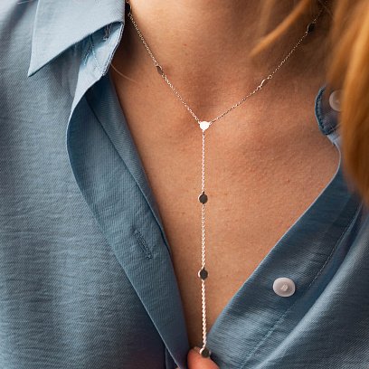 Серебряное колье - галстук "Монетки" 908-01233 №8