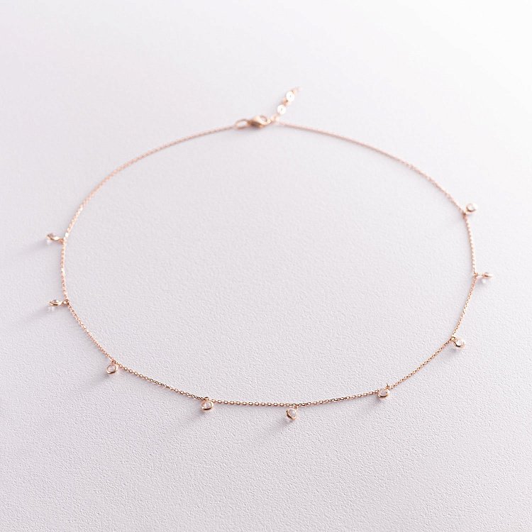 Кольє з червоного золота з фіанітами кол01789 від ювелірного магазину Онікс