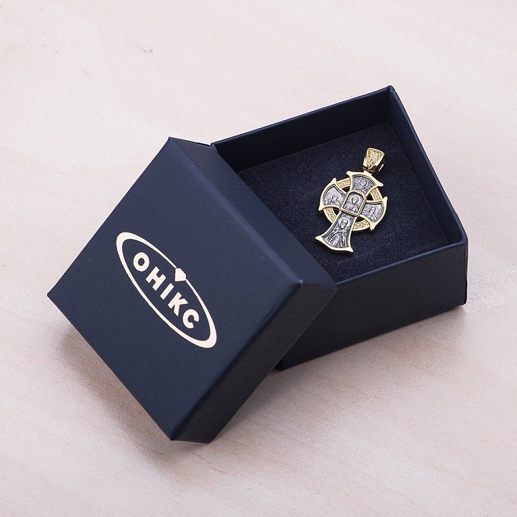 Православный крест "Господь Вседержитель. Икона Божией Матери" 131460 от ювелирного магазина Оникс - 7