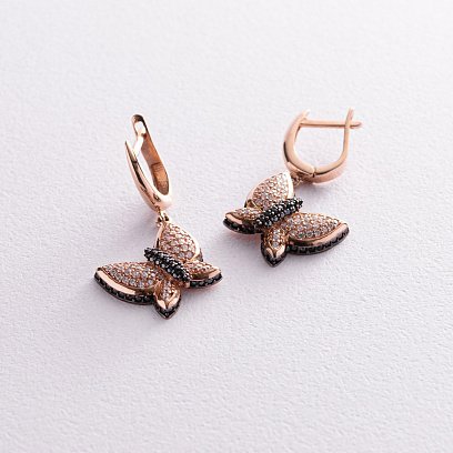 Золотые серьги "Бабочки" (фианит) с05927 №3
