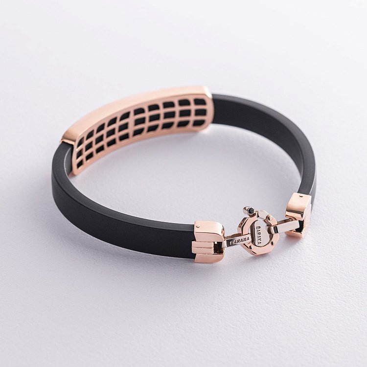 Чоловічий золотий браслет (каучук) Б0020 від ювелірного магазину Онікс - 2