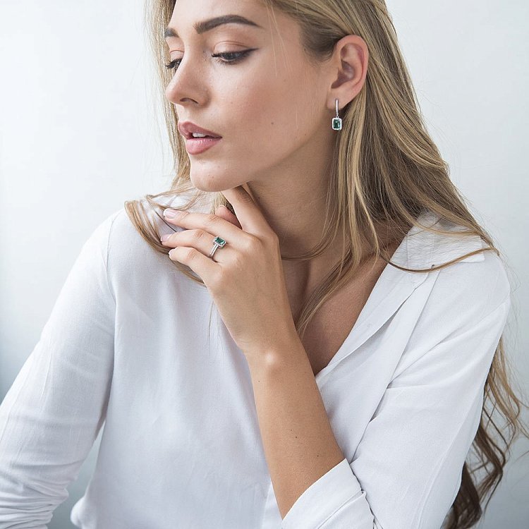 Золоті сережки з празіолітом с04173 від ювелірного магазину Онікс - 3