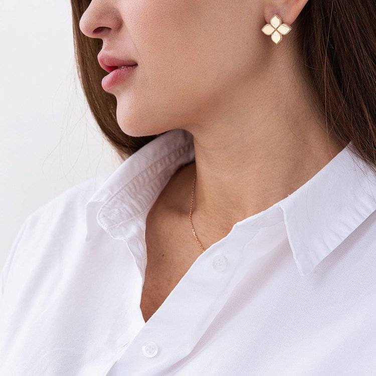 Золотые серьги "Клевер" с06523 от ювелирного магазина Оникс - 6