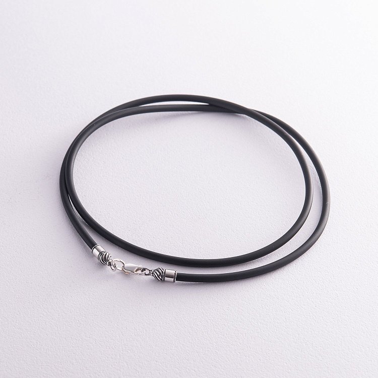 Каучуковий шнурок зі срібною застібкою (3 мм) 18431 Каучуковий шнурок зі срібною застібкою (3 мм) 18431 від ювелірного магазину Онікс